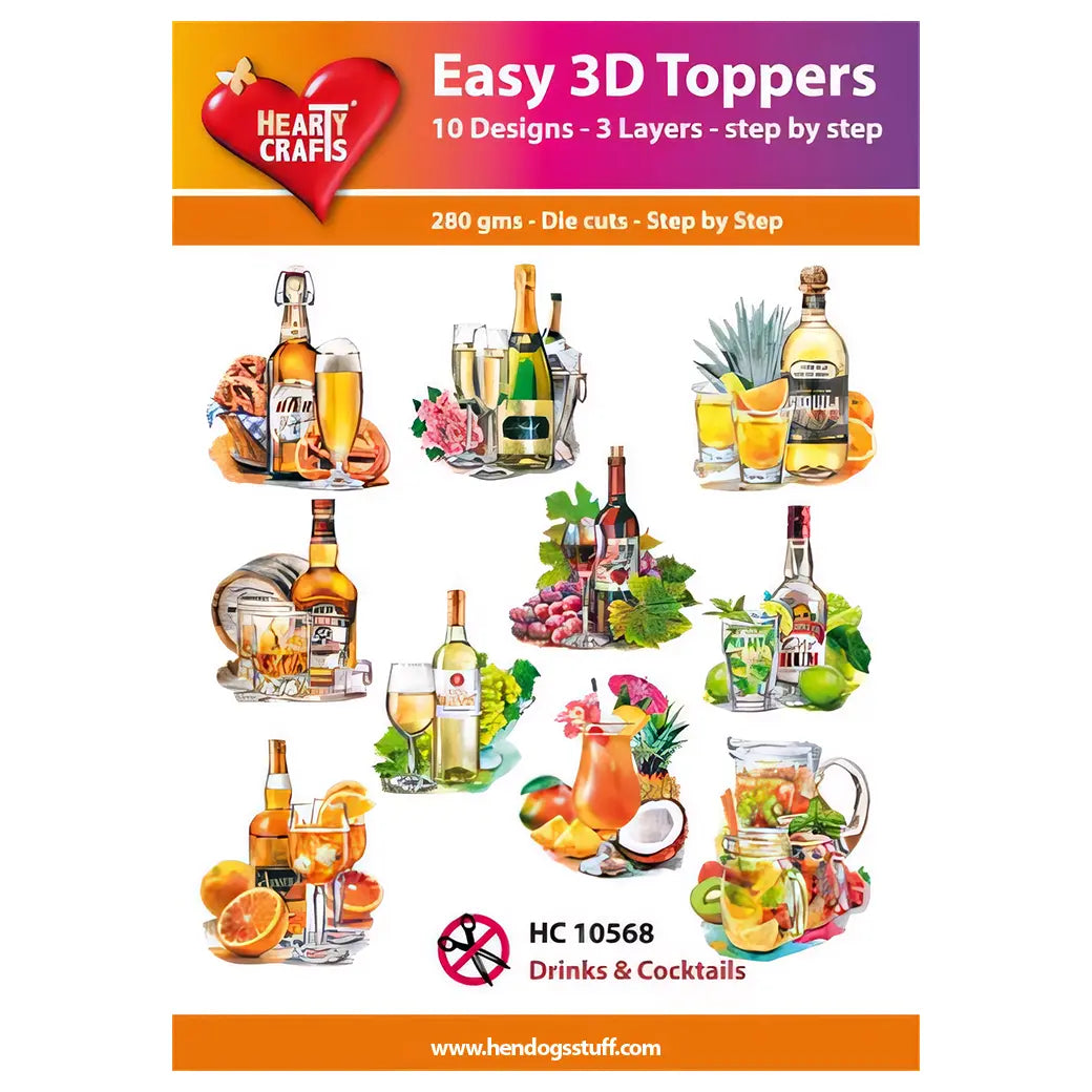 Hearty Crafts Easy 3D Toppers - Drinks & Cocktails | Cardmaking craft supplies Australia