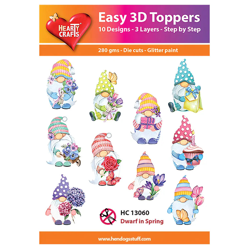 Hearty Crafts Easy 3D Toppers - Dwarf in Spring | Cardmaking craft supplies Australia