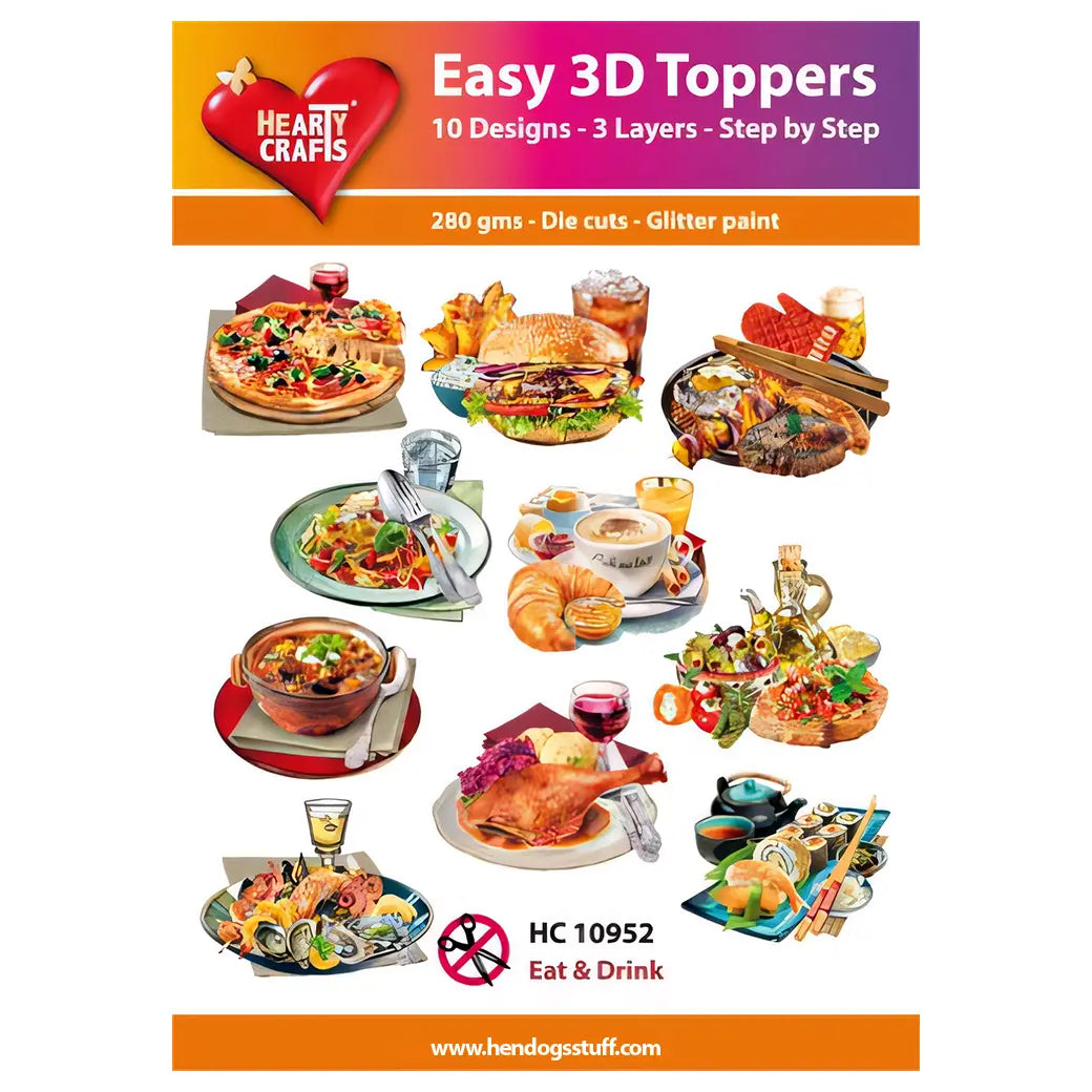 Hearty Crafts Easy 3D Toppers - Eat & Drink | Cardmaking craft supplies Australia