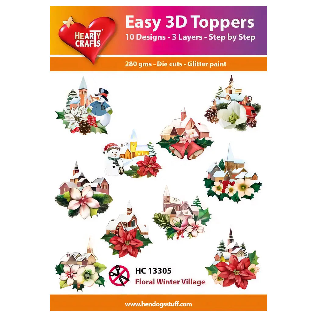 Hearty Crafts Easy 3D Toppers - Floral Winter Village | Cardmaking craft supplies Australia