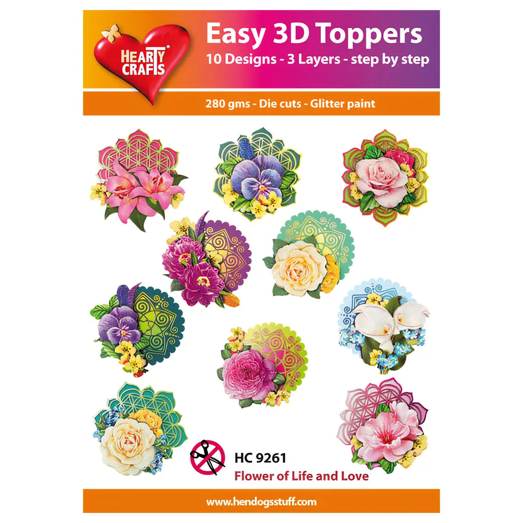 Hearty Crafts Easy 3D Toppers - Flower of Life and Love | Cardmaking craft supplies Australia