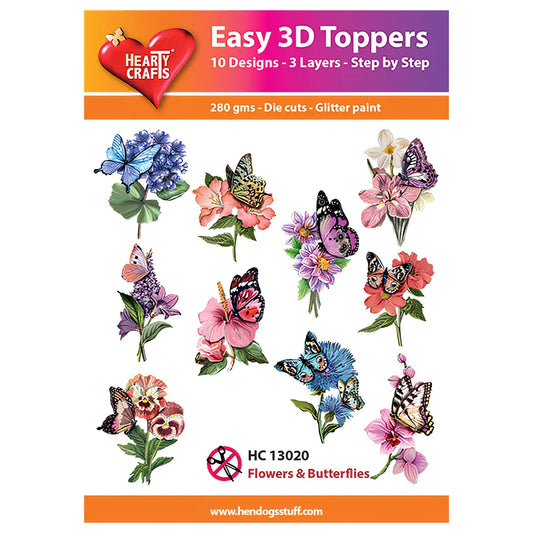 Hearty Crafts Easy 3D Toppers - Flowers & Butterflies | Cardmaking craft supplies Australia