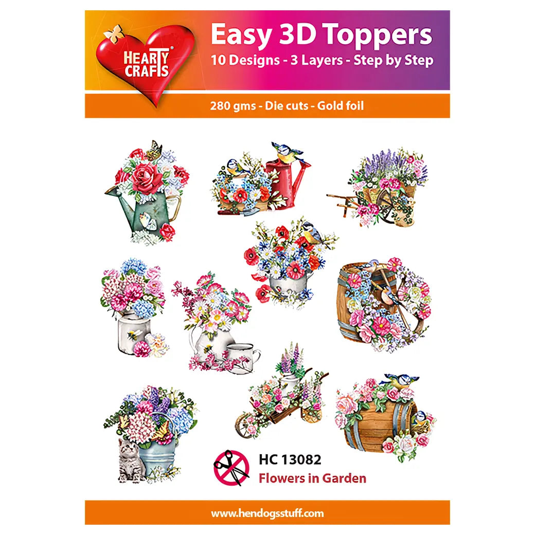 Hearty Crafts Easy 3D Toppers - Flowers in Garden | Cardmaking craft supplies Australia