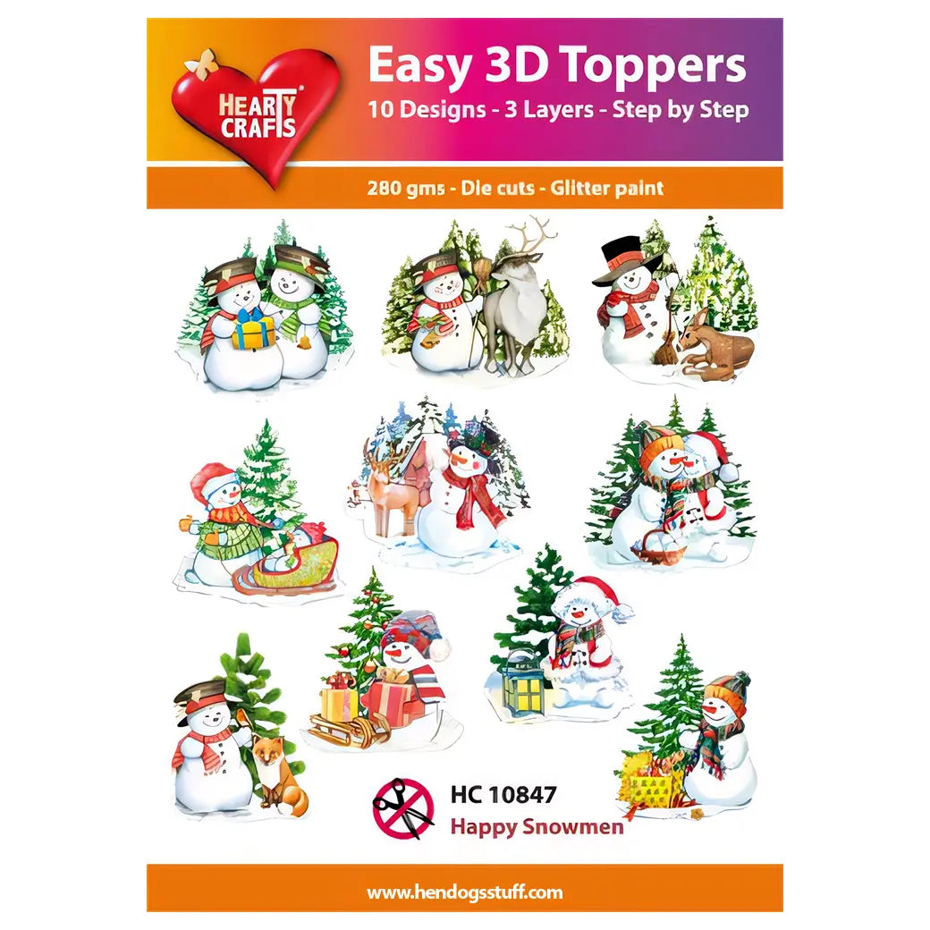 Hearty Crafts Easy 3D Toppers - Happy Snowmen | Cardmaking craft supplies Australia