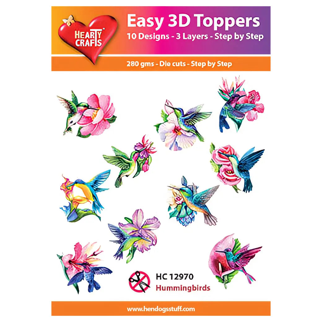 Hearty Crafts Easy 3D Toppers - Hummingbirds | Cardmaking craft supplies Australia