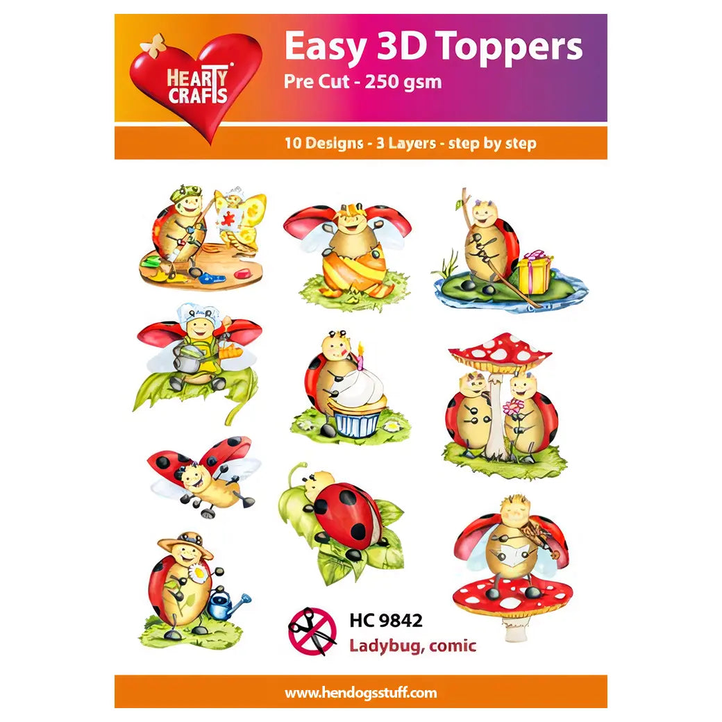 Hearty Crafts Easy 3D Toppers - Ladybug, comic | Cardmaking craft supplies Australia