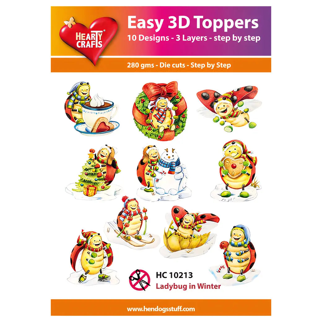 Hearty Crafts Easy 3D Toppers - Ladybug in Winter | Cardmaking craft supplies Australia