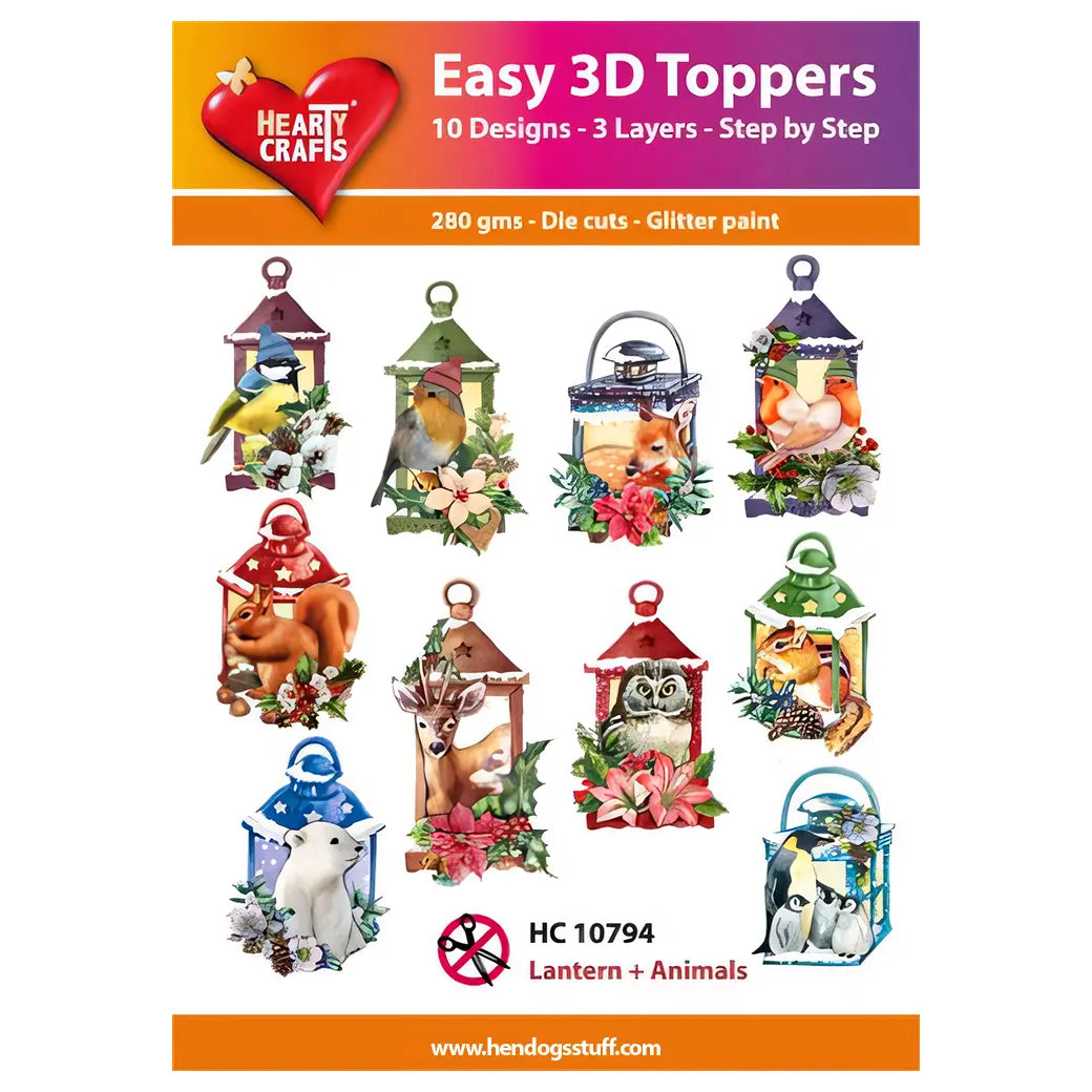 Hearty Crafts Easy 3D Toppers - Lantern + Animals | Cardmaking craft supplies Australia
