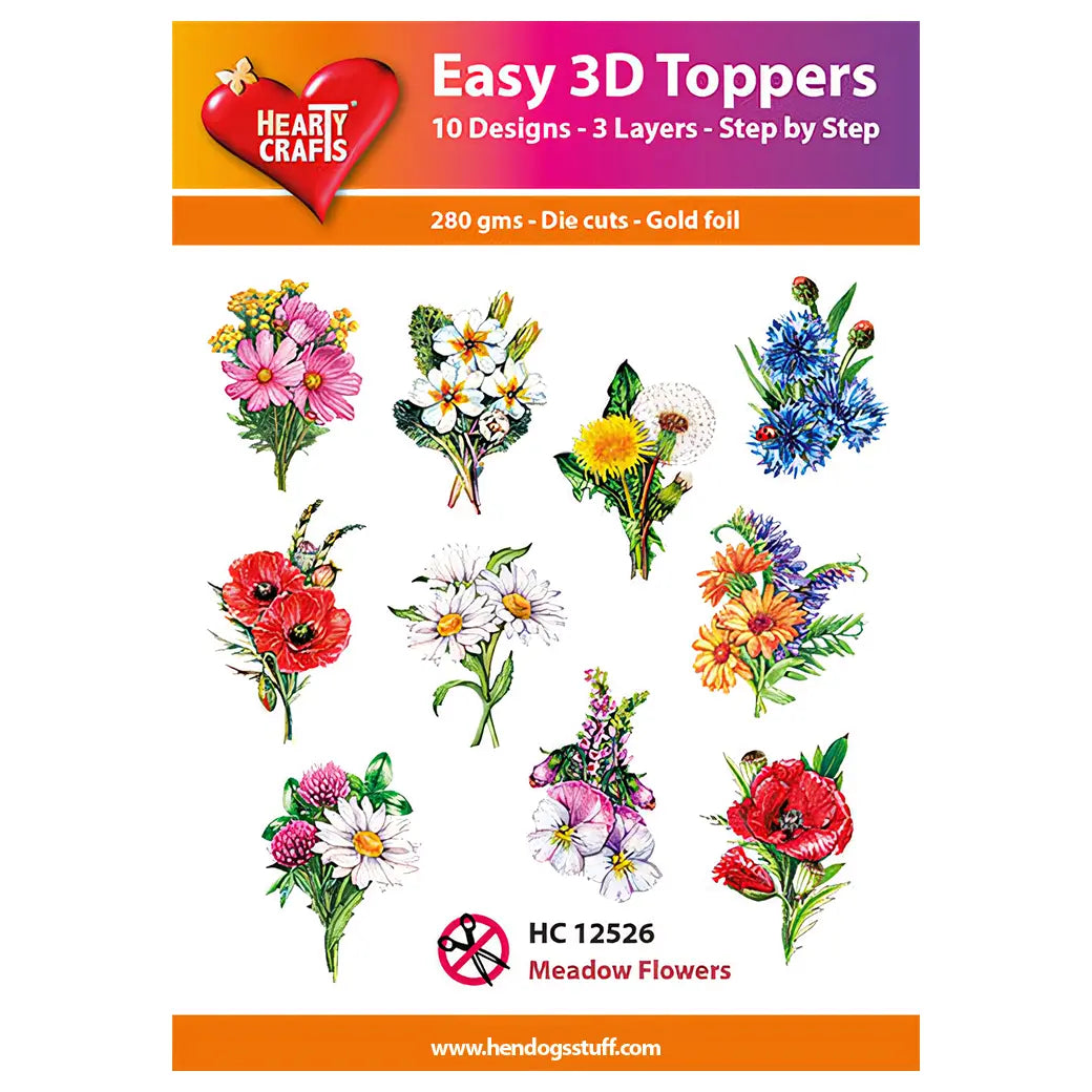 Hearty Crafts Easy 3D Toppers - Meadow Flowers | Cardmaking craft supplies Australia