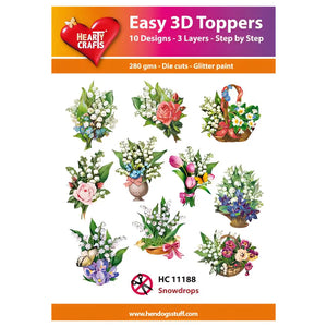 Hearty Crafts Easy 3D Toppers - Snowdrops | Cardmaking craft supplies Australia