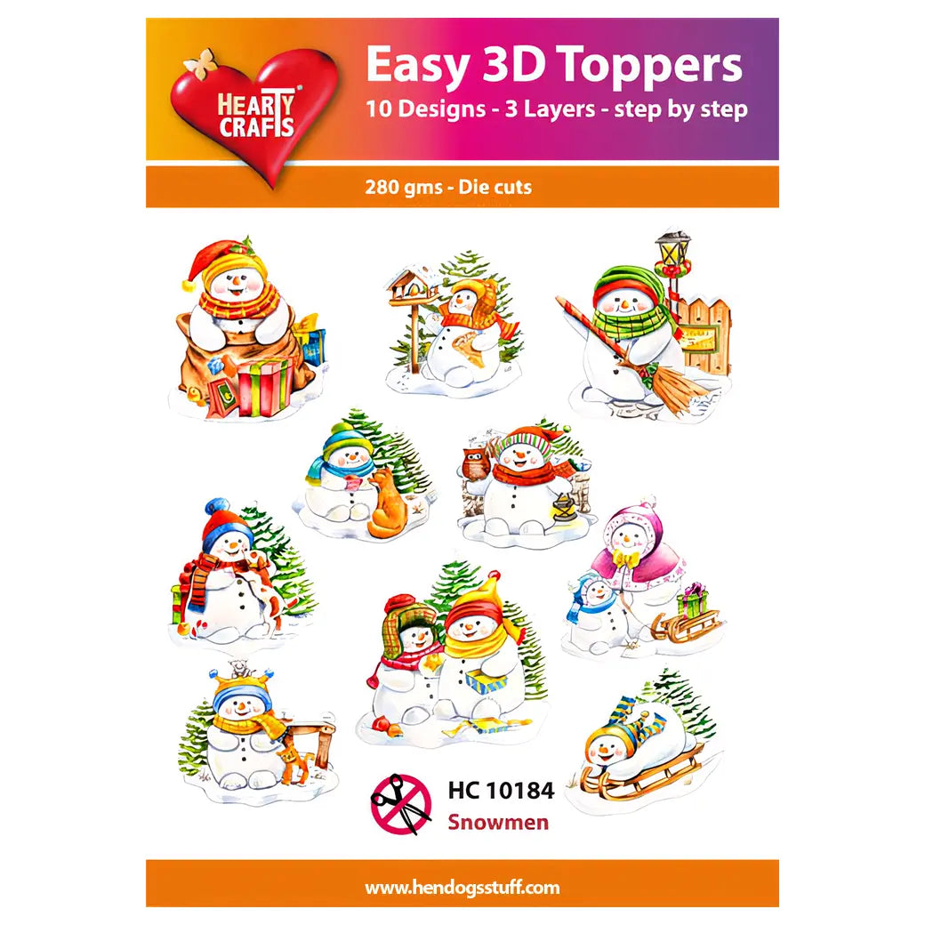 Hearty Crafts Easy 3D Toppers - Snowmen | Cardmaking craft supplies Australia