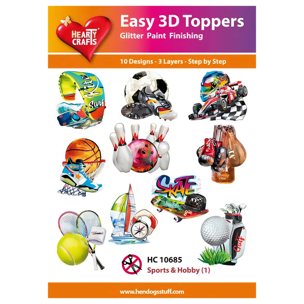 Hearty Crafts Easy 3D Toppers - Sports & Hobby 1 | Cardmaking craft supplies Australia