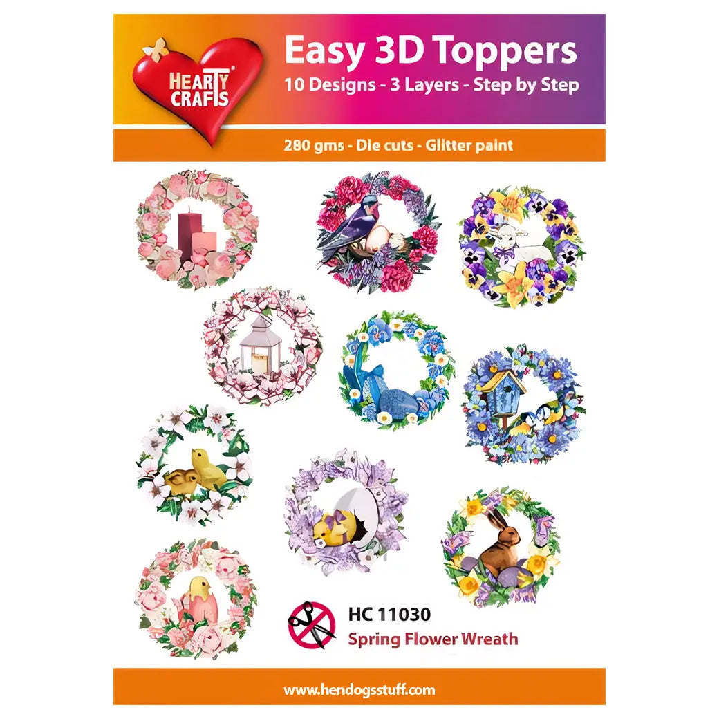 Hearty Crafts Easy 3D Toppers - Spring Flower Wreath | Cardmaking craft supplies Australia