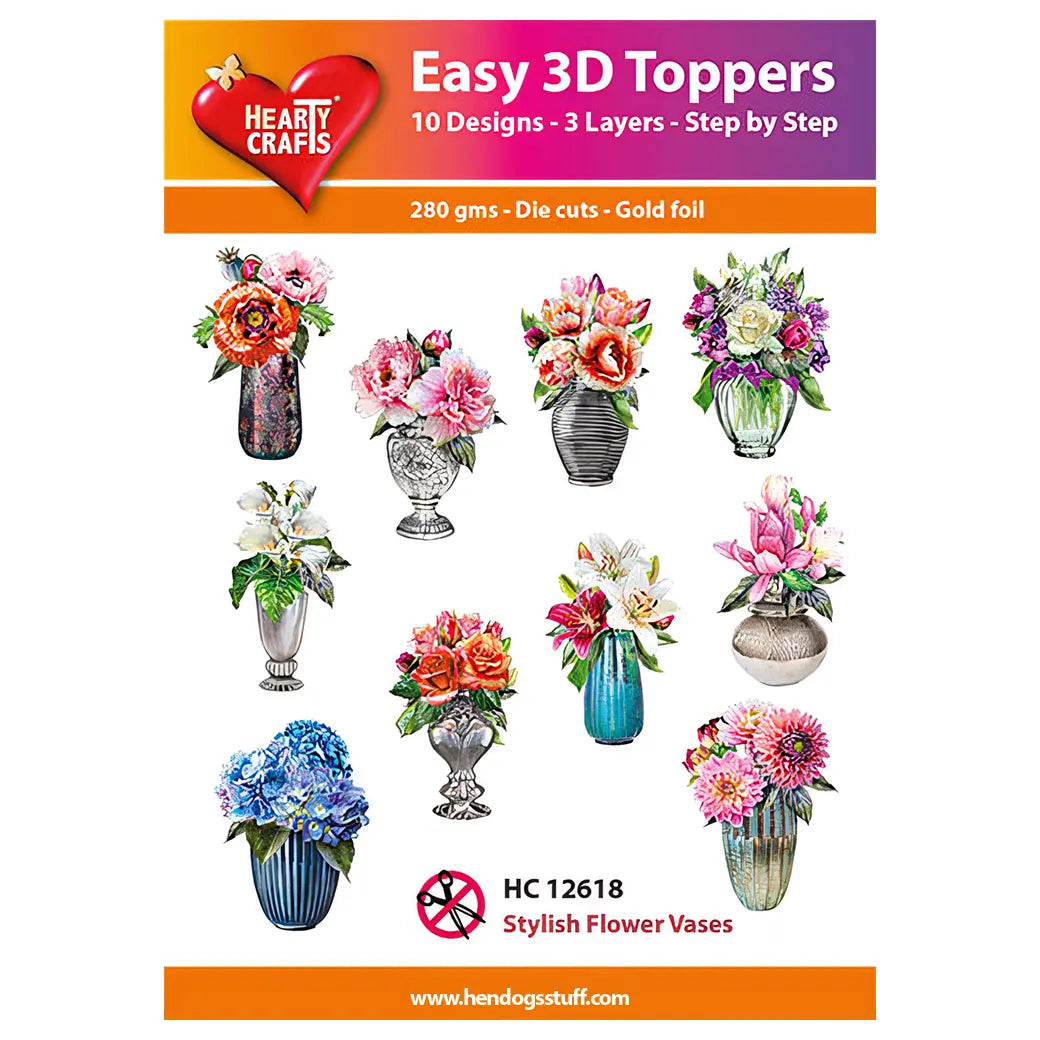 Hearty Crafts Easy 3D Toppers - Stylish Flower Vases | Cardmaking craft supplies Australia