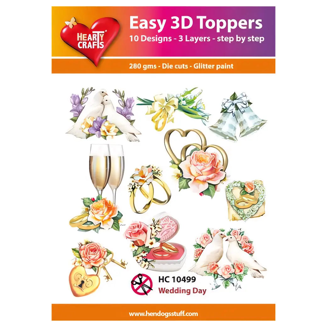 Hearty Crafts Easy 3D Toppers - Wedding Day | Cardmaking craft supplies Australia