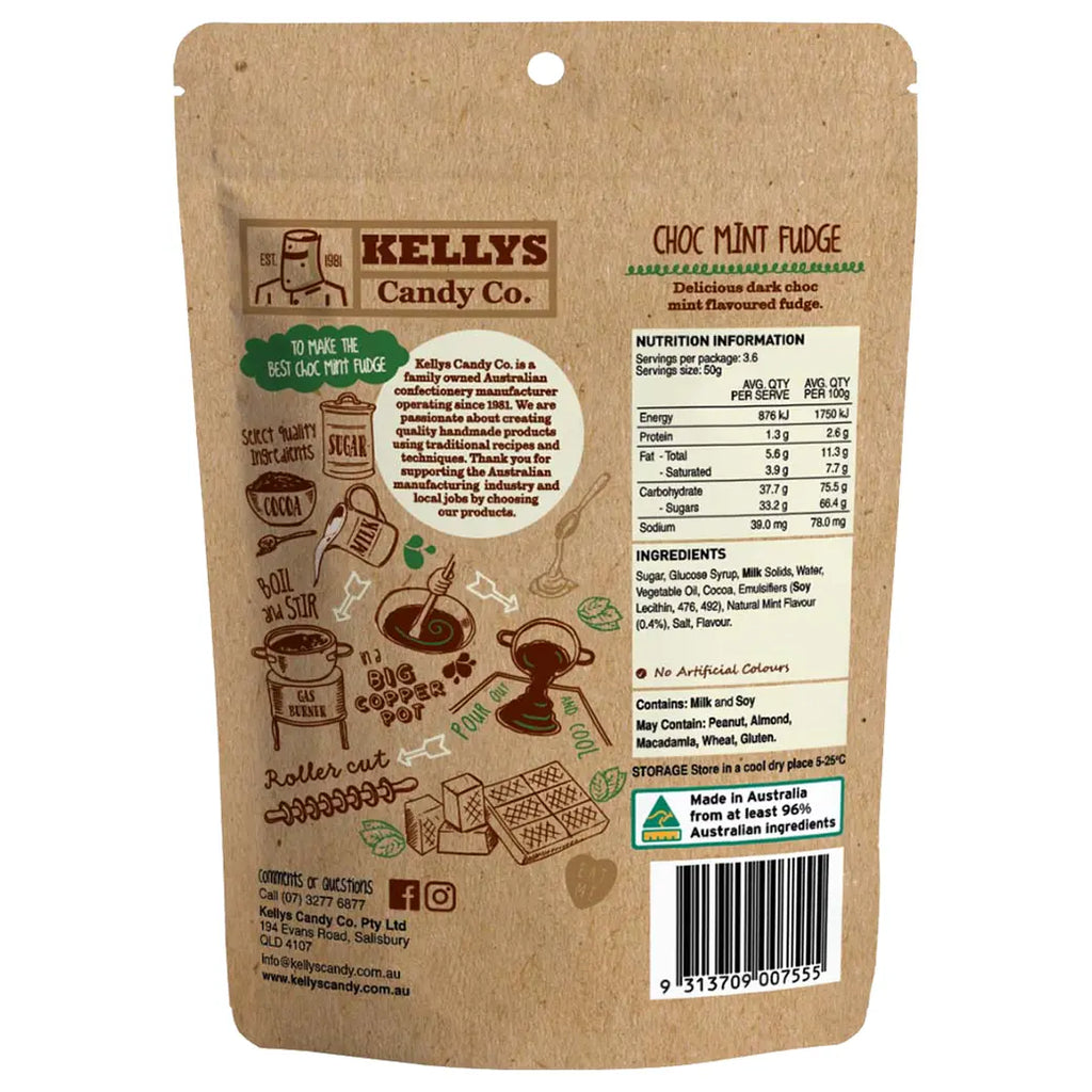 Kellys Candy Co. Choc Mint Fudge | Australian made confectionery
