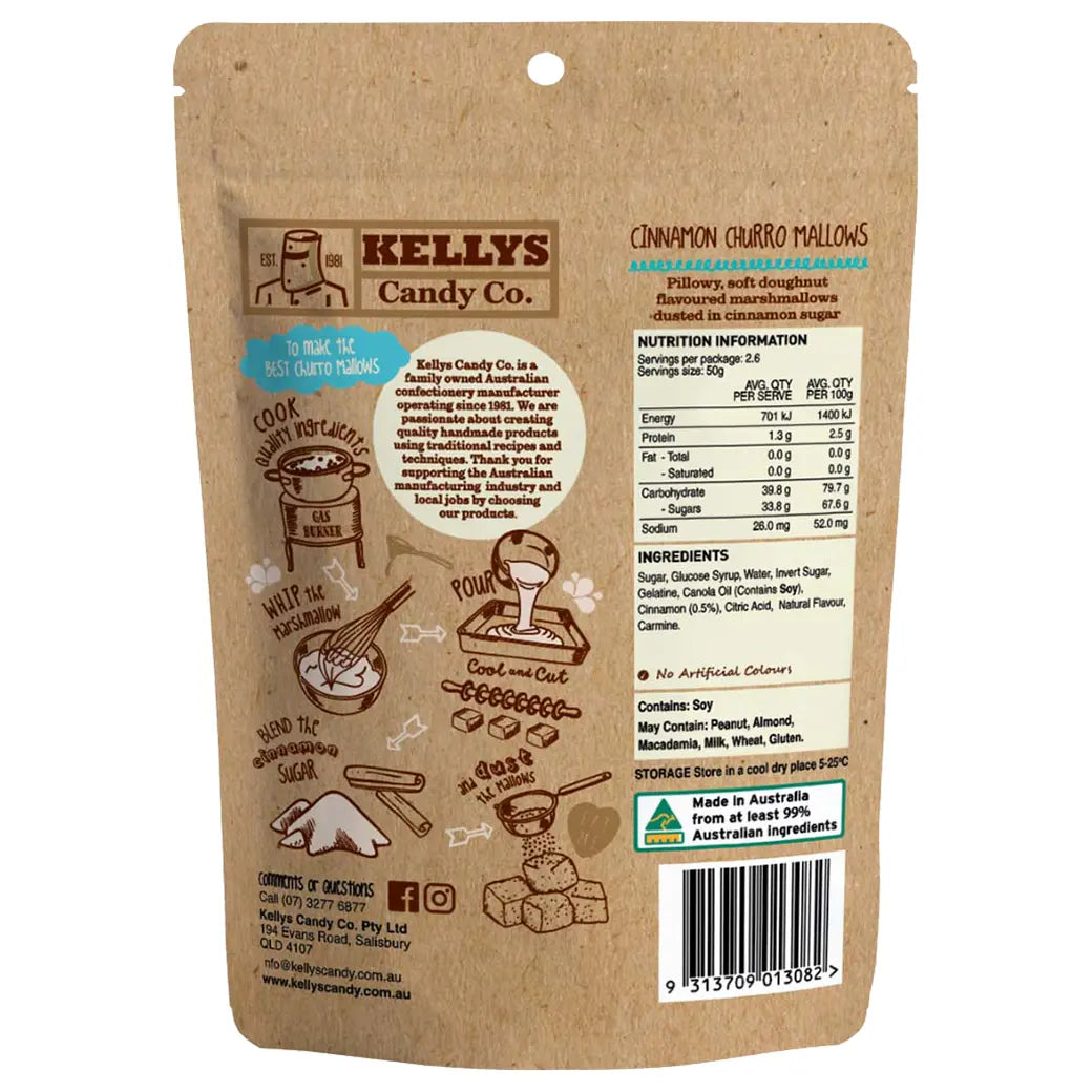 Kellys Candy Co. Cinnamon Churro Mallows | Australian made confectionery