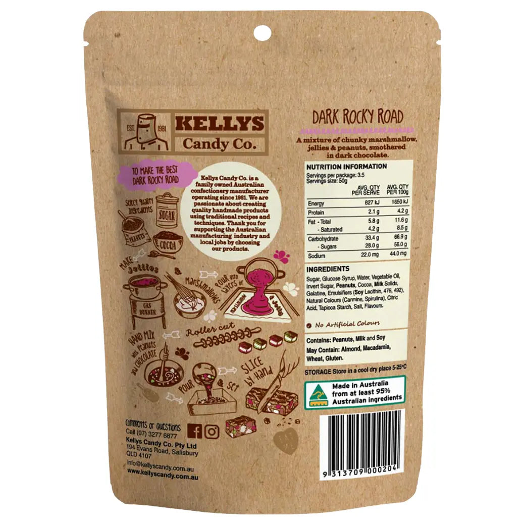 Kellys Candy Co. Dark Rocky Road | Australian made confectionery