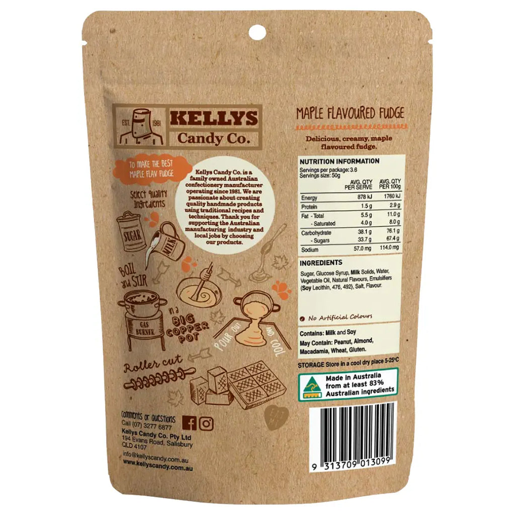 Kellys Candy Co. Maple Flavoured Fudge | Australian made confectionery