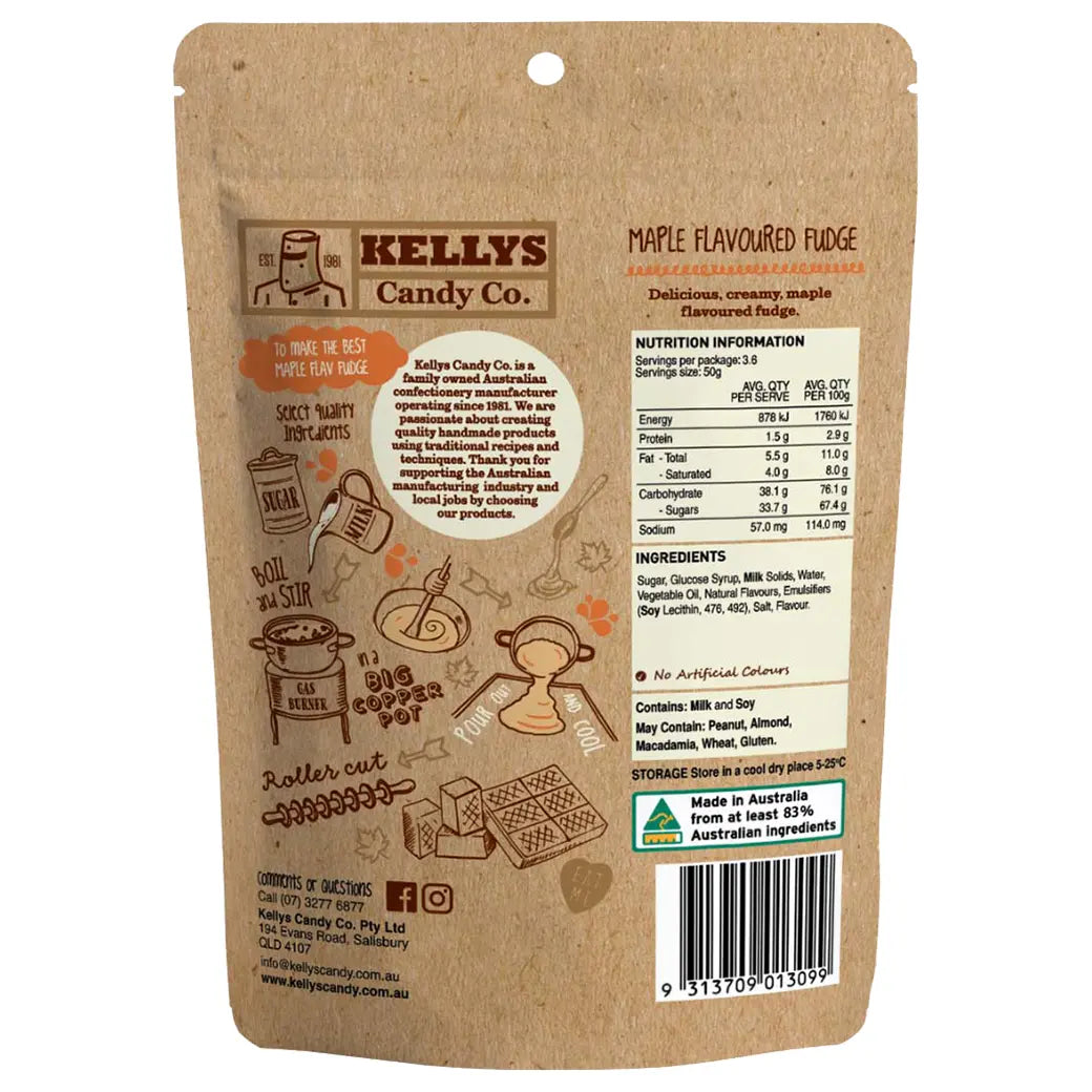 Kellys Candy Co. Maple Flavoured Fudge | Australian made confectionery