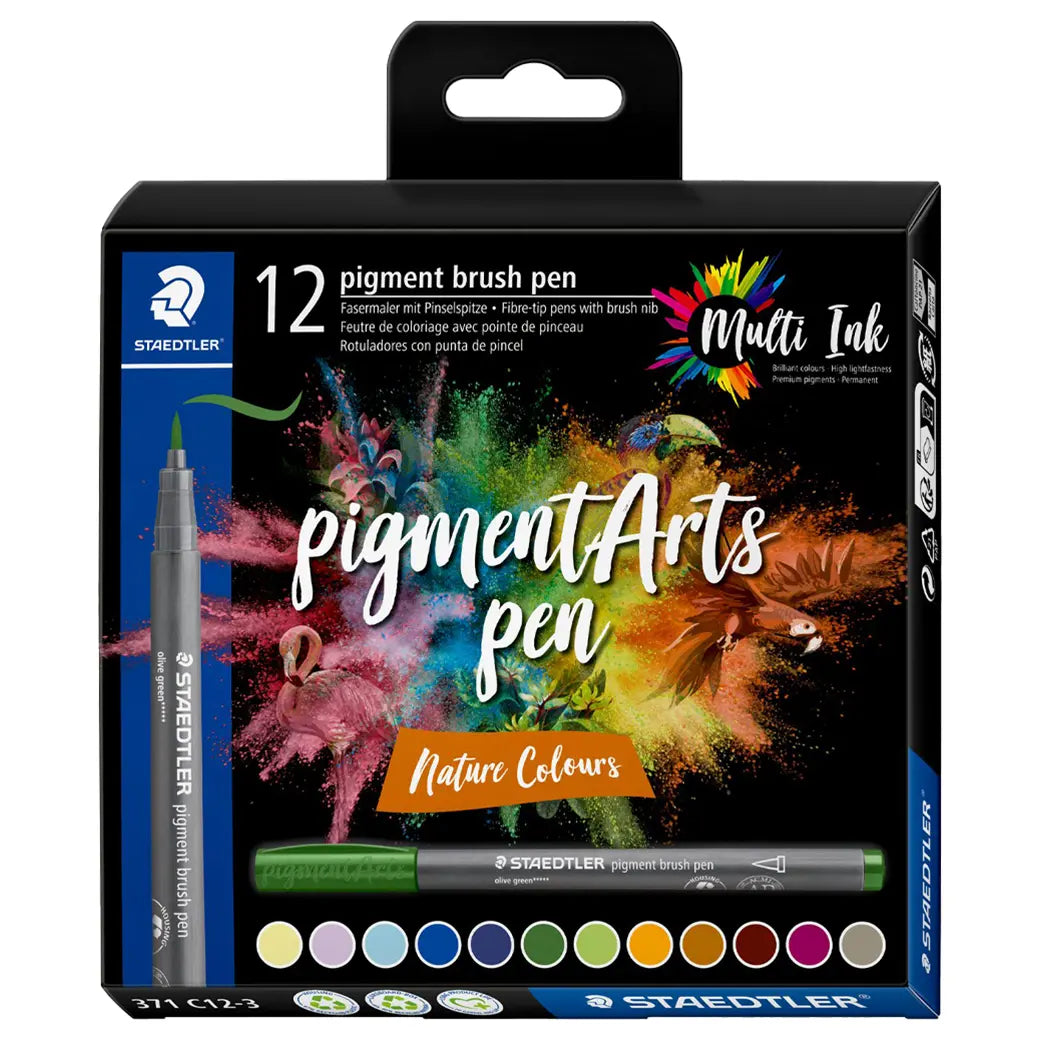 STAEDTLER Pigment Arts Brush Pen 371 Nature Colours Set | Illustration & drawing art supplies Australia