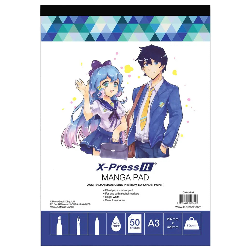 X-Press It A3 75gsm Manga Pad 50 Sheet | Illustration & drawing art supplies Australia