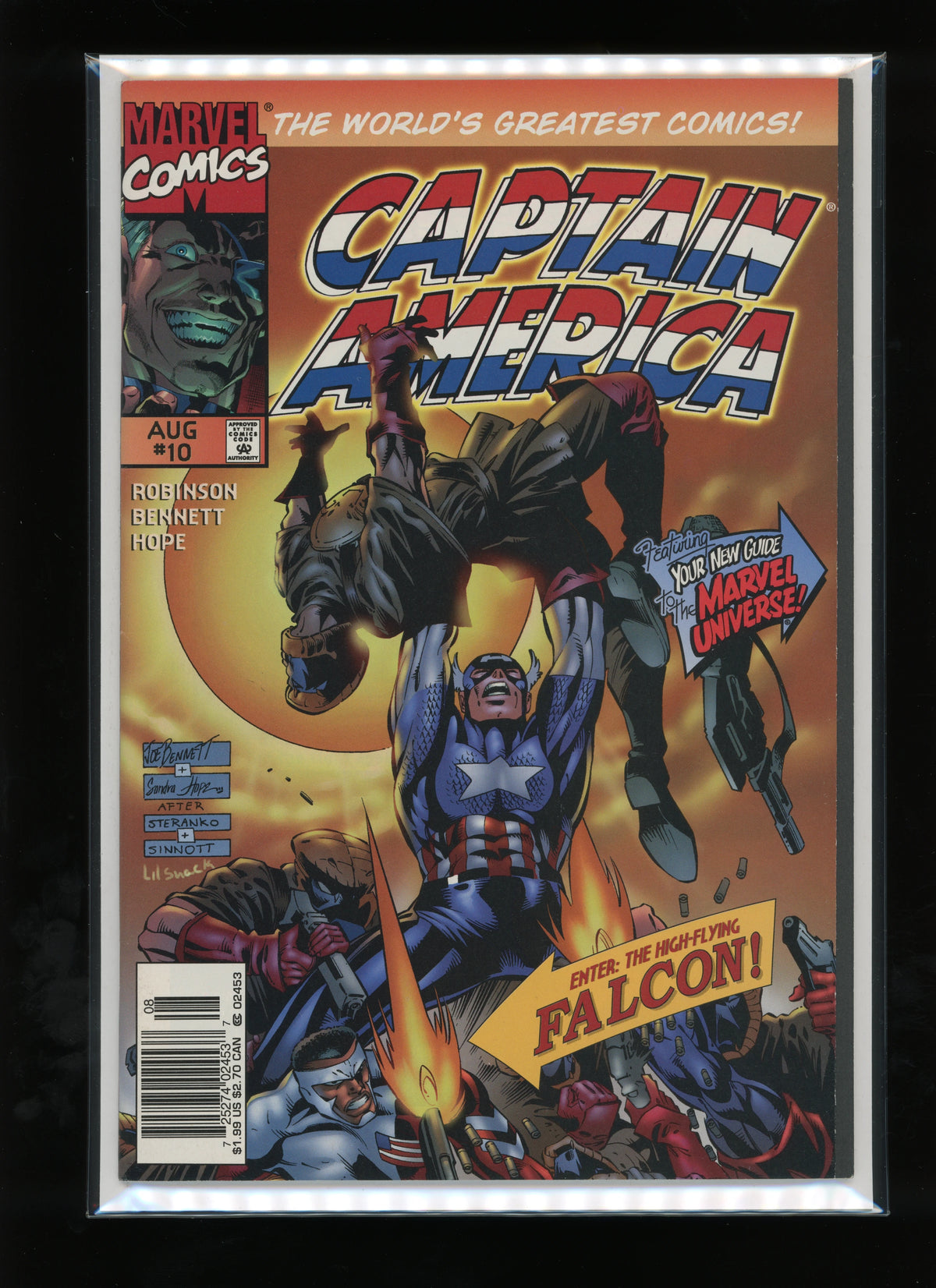Front cover of Captain America #10 (1997) Newsstand edition by Joe Bennett – Marvel Comics raw comic book