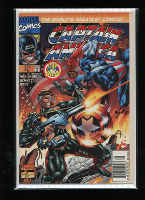 Front cover of Captain America #11 (1997) Newsstand edition by Joe Bennett – Marvel Comics raw comic book