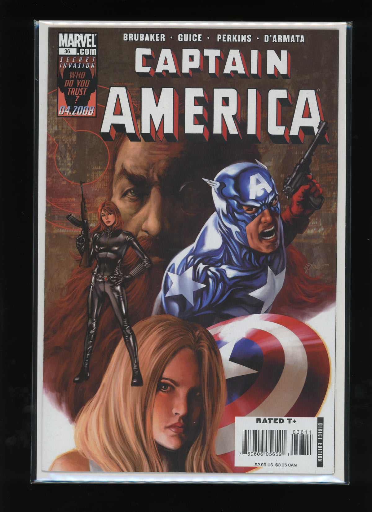 Front cover of Captain America #36 published by Marvel Comics in 2008