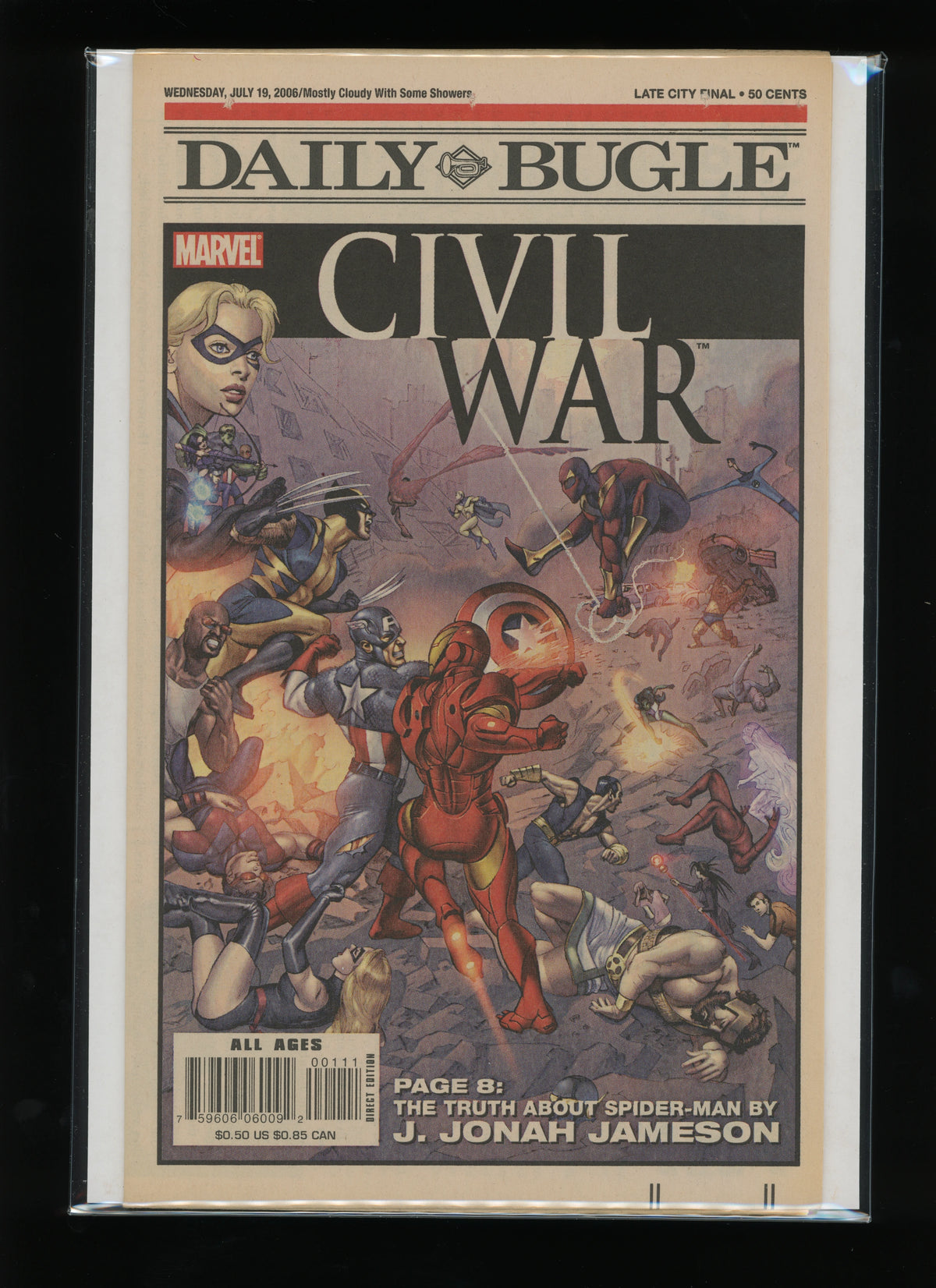 Front cover of Daily Bugle: Civil War Newspaper Special #1 published by Marvel Comics in 2006